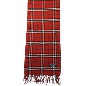 Burberry Vintage Red/Burgundy Black White Luxury Plaid Fall Winter Scarf Scarves